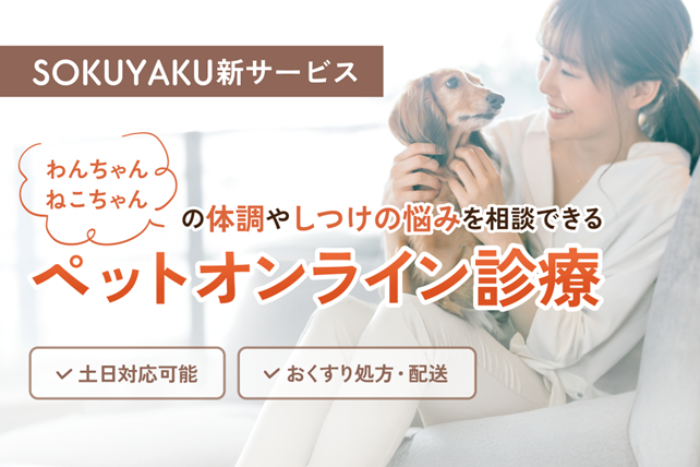 オンライン服薬指導・処方薬配送サービス「SOKUYAKU」ペットのオンライン診療機能リリースのイメージ